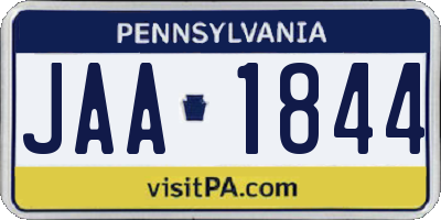 PA license plate JAA1844