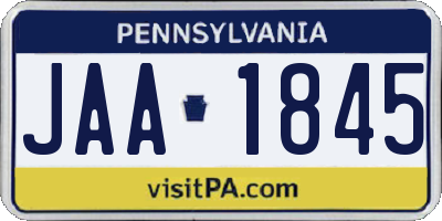 PA license plate JAA1845