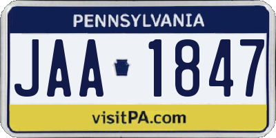PA license plate JAA1847