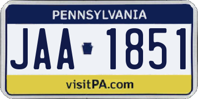 PA license plate JAA1851