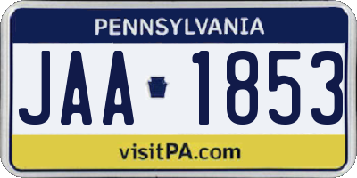 PA license plate JAA1853