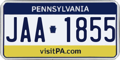 PA license plate JAA1855