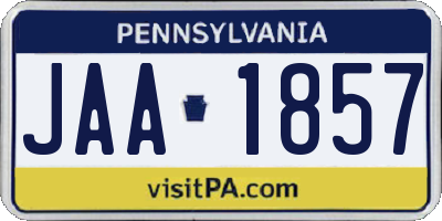 PA license plate JAA1857