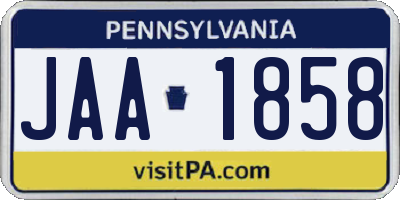 PA license plate JAA1858