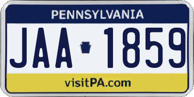 PA license plate JAA1859