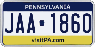 PA license plate JAA1860