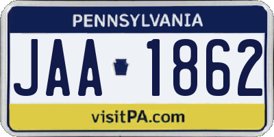 PA license plate JAA1862