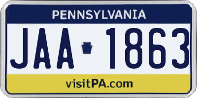 PA license plate JAA1863