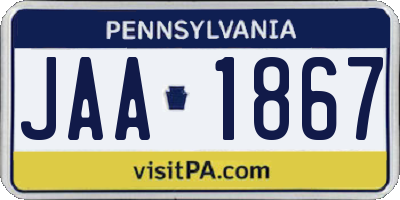 PA license plate JAA1867