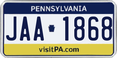 PA license plate JAA1868