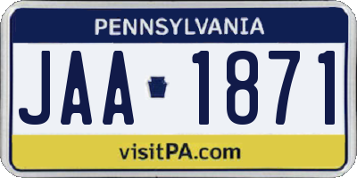 PA license plate JAA1871