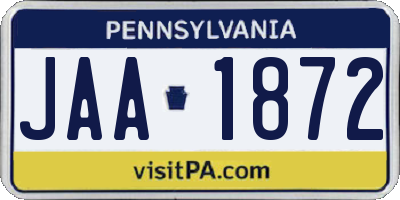 PA license plate JAA1872