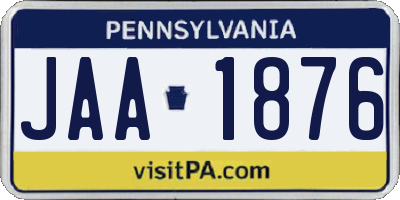 PA license plate JAA1876