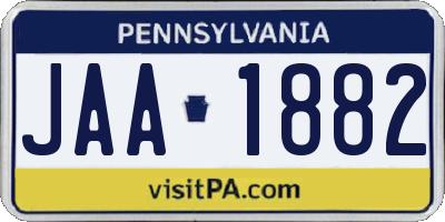 PA license plate JAA1882