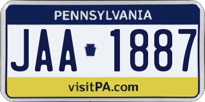 PA license plate JAA1887