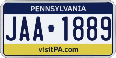 PA license plate JAA1889