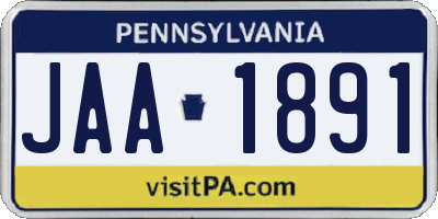 PA license plate JAA1891