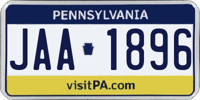 PA license plate JAA1896