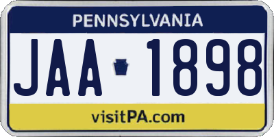 PA license plate JAA1898