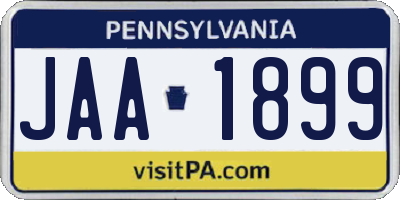 PA license plate JAA1899