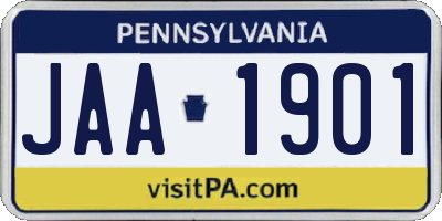 PA license plate JAA1901