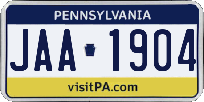 PA license plate JAA1904