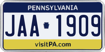 PA license plate JAA1909