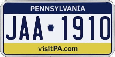 PA license plate JAA1910