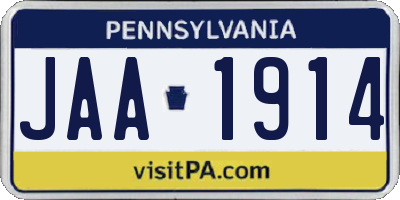 PA license plate JAA1914