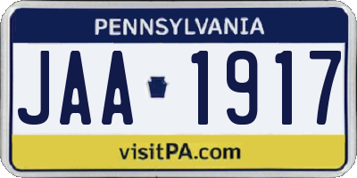 PA license plate JAA1917