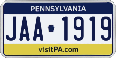 PA license plate JAA1919