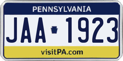 PA license plate JAA1923