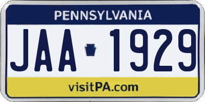 PA license plate JAA1929