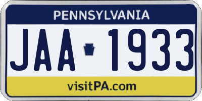 PA license plate JAA1933