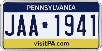 PA license plate JAA1941