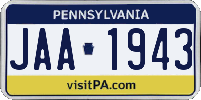 PA license plate JAA1943