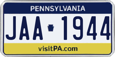 PA license plate JAA1944