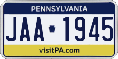 PA license plate JAA1945