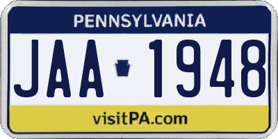 PA license plate JAA1948