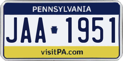 PA license plate JAA1951