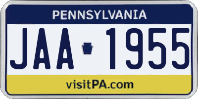 PA license plate JAA1955