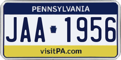 PA license plate JAA1956