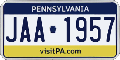 PA license plate JAA1957