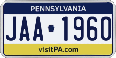 PA license plate JAA1960