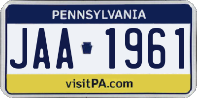 PA license plate JAA1961