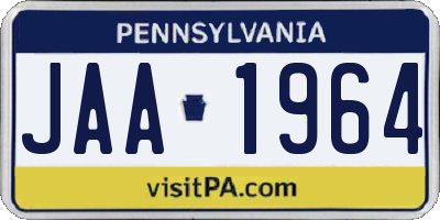 PA license plate JAA1964