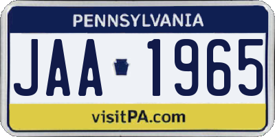 PA license plate JAA1965