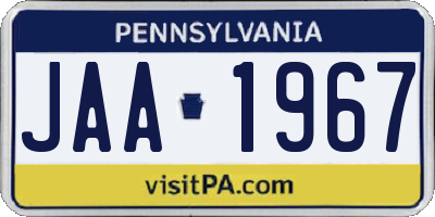 PA license plate JAA1967