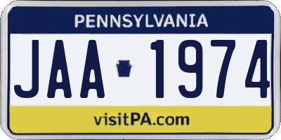 PA license plate JAA1974