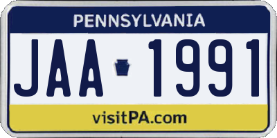 PA license plate JAA1991